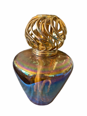 Lamps Berger iridescent amber and purple art glass fragrance oil diffuser.